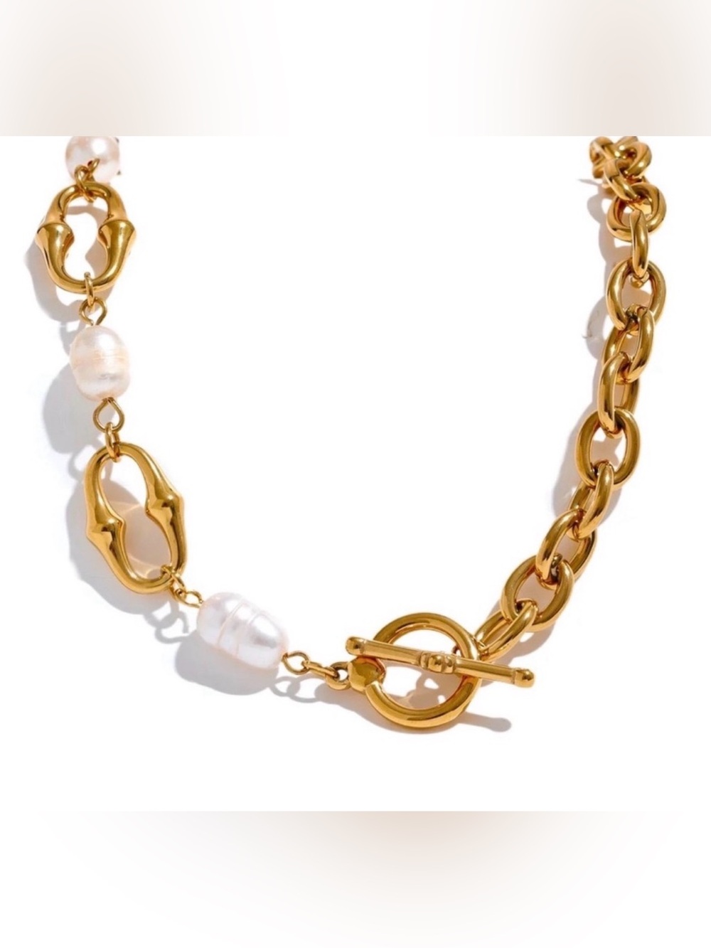 Pearl Toggle Chain Necklace Women’s Jewelry - Picture 3 of 6